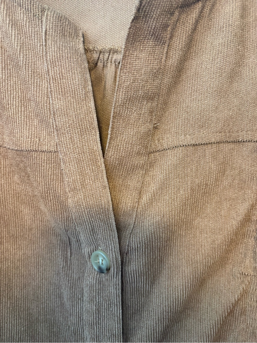 Entro Button-Front Corduroy Ruffle Dress in Brown - Picture 5 of 5